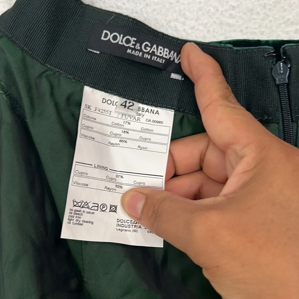 NOT FOR SALE DOLCE & GABANA green velvet midi skirt size 42 - Picture 8 of 14